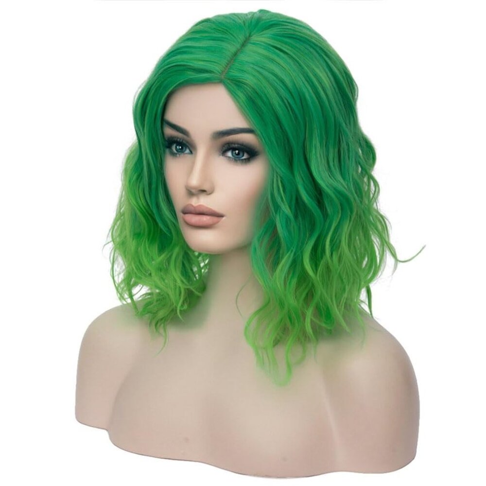 ✨ NEW BERON Green Ombre Curly Bob Wig – Heat Resistant Synthetic ✨